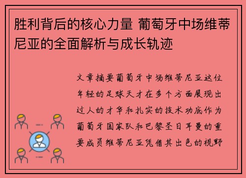 胜利背后的核心力量 葡萄牙中场维蒂尼亚的全面解析与成长轨迹